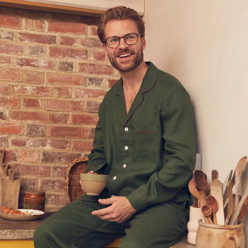 Men's Fern Green Linen Pajama Set