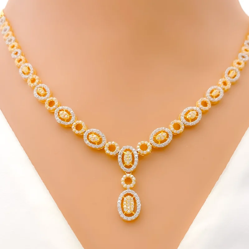 Luminous Signature Oval 22k Gold CZ Necklace Set