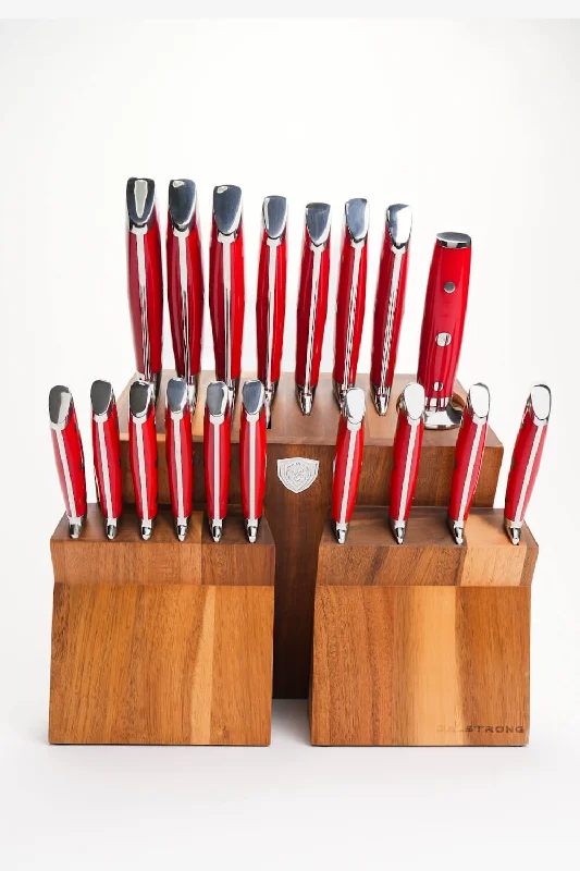 18-piece Colossal Knife Set with Block | Red Handles | Gladiator Series | Knives NSF Certified | Dalstrong ©