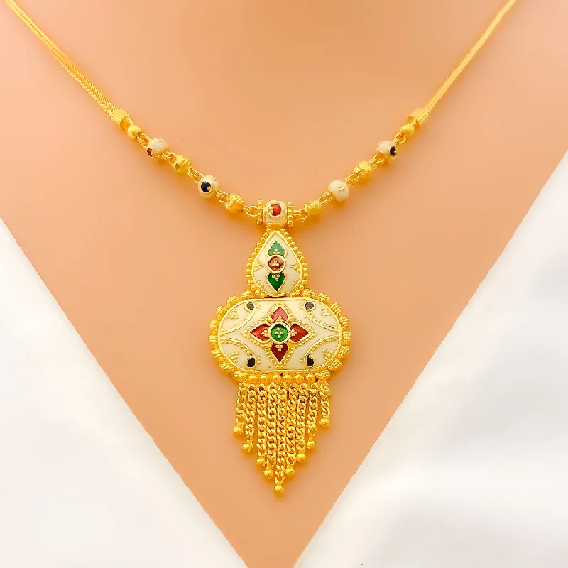 Majestic Blooming 22k Gold Enameled Necklace Set