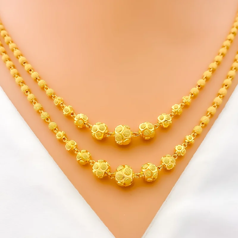 Bold Poised 22k Gold Dotted Lara Necklace Set