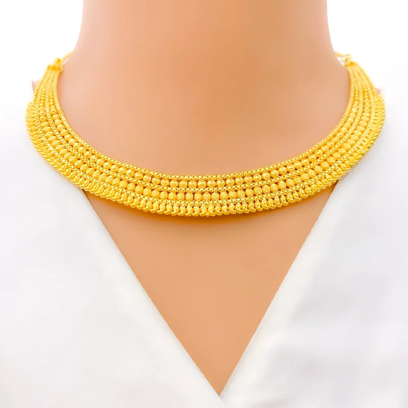 Decadent Paisley Accented 22k Gold Necklace Set