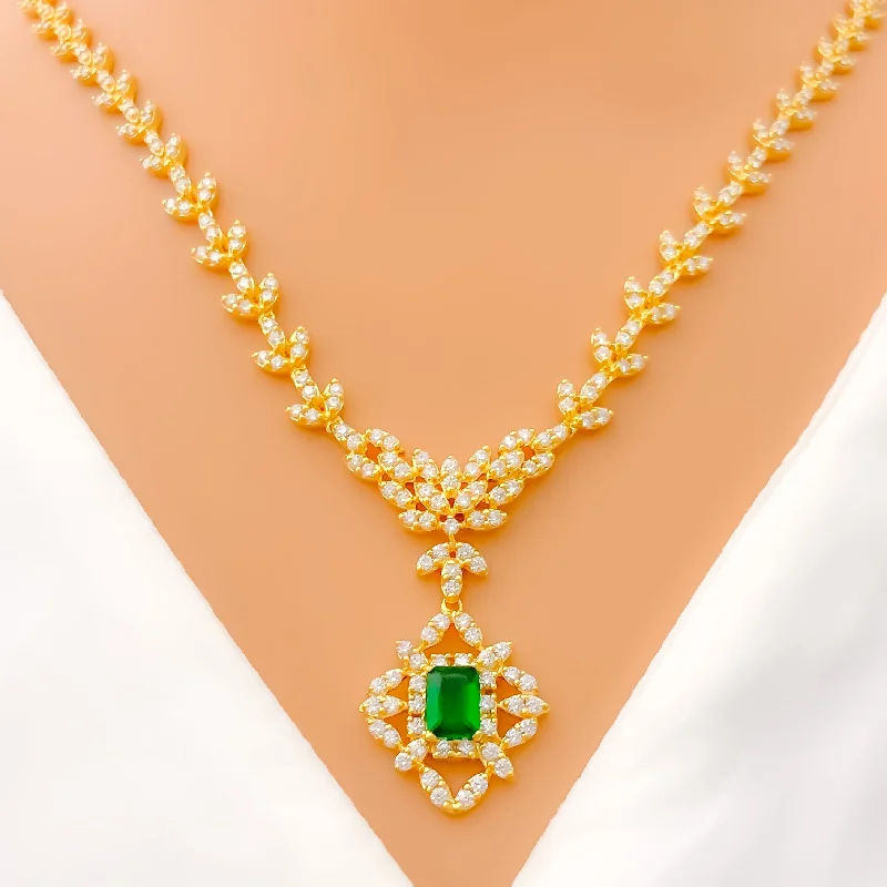 Graceful Classic Vintage Diamond + 18k Gold Necklace Set