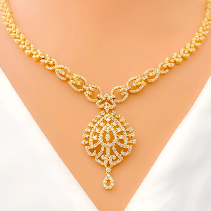 Festive Sparkling Motif Diamond + 18k Gold Necklace Set