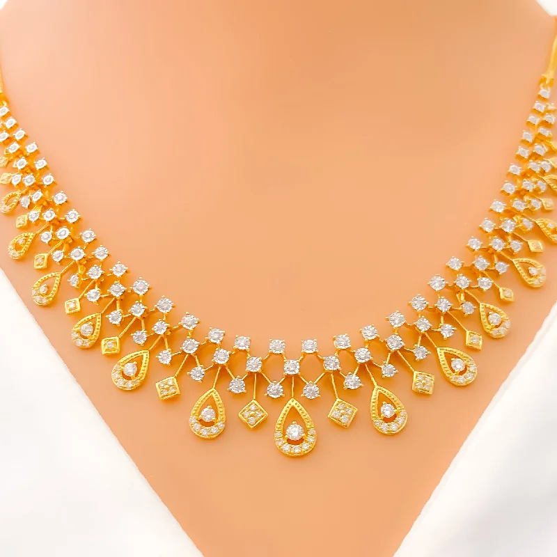 Eternal Radiant Drop Diamond + 18k Gold Necklace Set