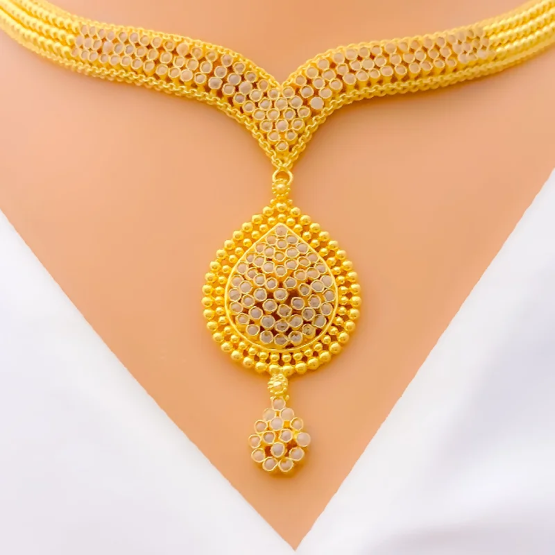 Graceful Drop 22k Gold Kundan Necklace Set