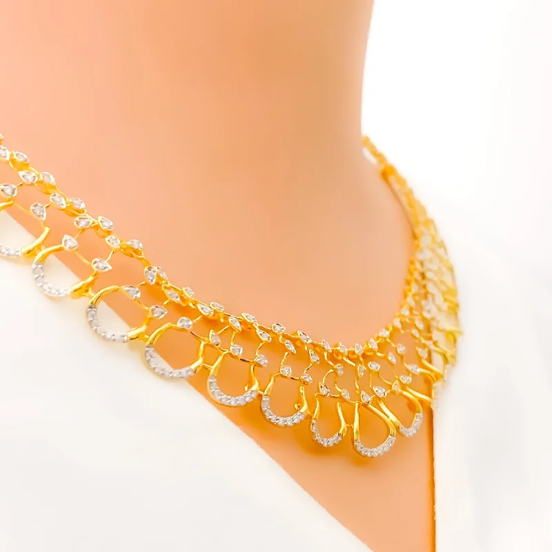 Bright Open Drop Diamond + 18k Gold Necklace Set