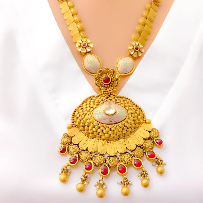 Captivating Regal 22k Gold Tasseled Long Antique Set