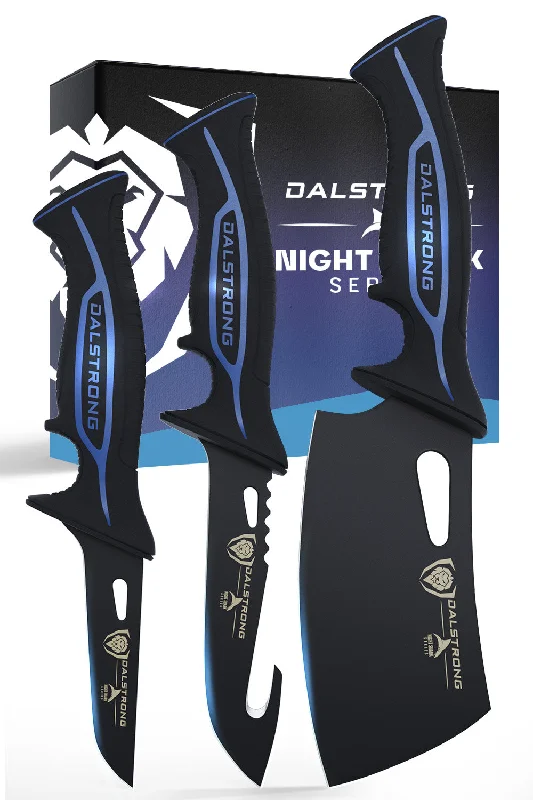 3-Piece Knife Set | Boning Knife, Hook Knife, Mini Cleaver | Night Shark Series | NSF Certified | Dalstrong ©