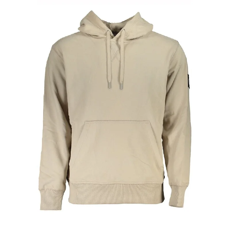 Calvin Klein Beige Cotton Hooded Men's Sweatshirt