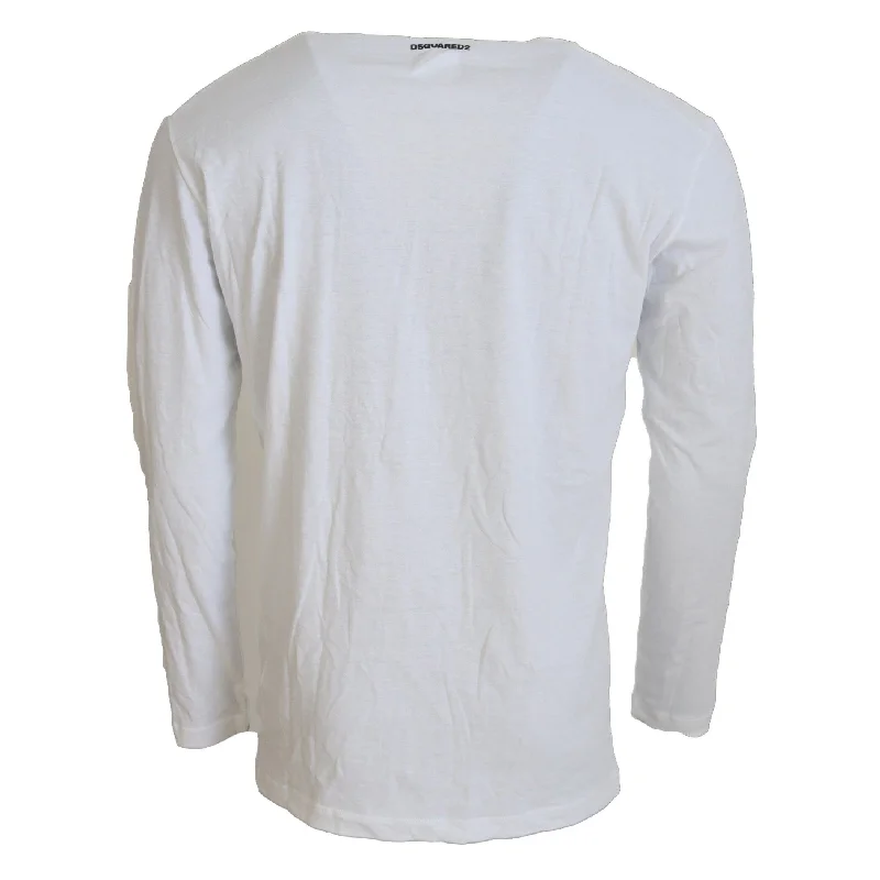 Dsquared² White Cotton Linen Long Sleeves Pullover Men's Sweater (Pre-Owned)