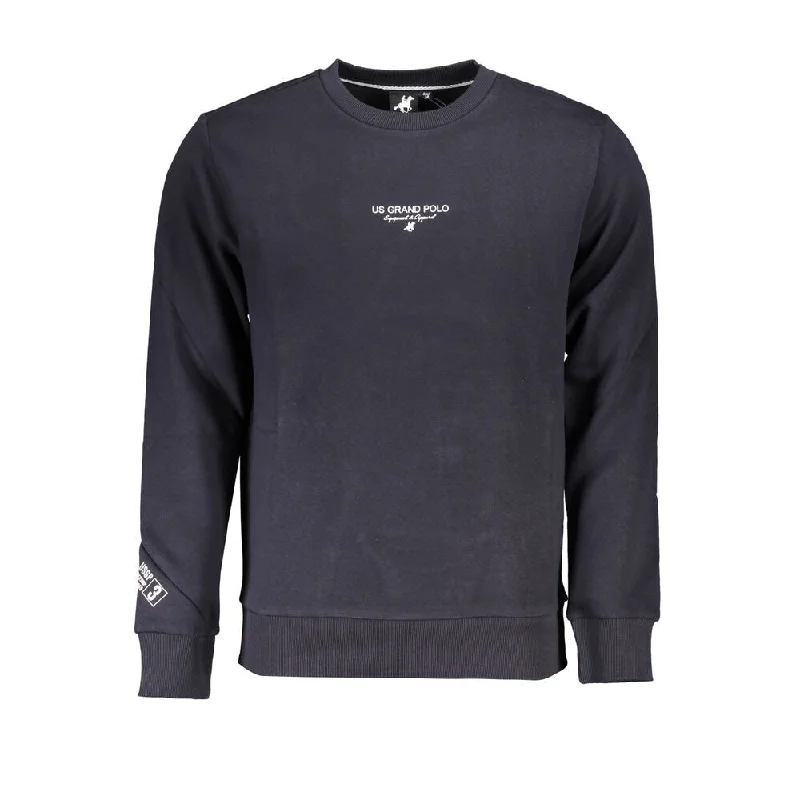 U.S. Grand Polo Elegant Fleece Crew Neck Sweatshirt in Men's Blue