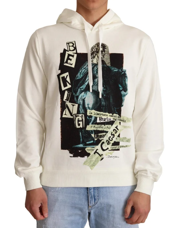 Dolce & Gabbana White King Ceasar Cotton Hooded Men's Sweater