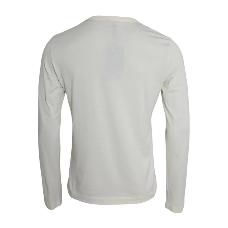 Dolce & Gabbana Off White Cotton Round Neck Pullover Men's Sweater