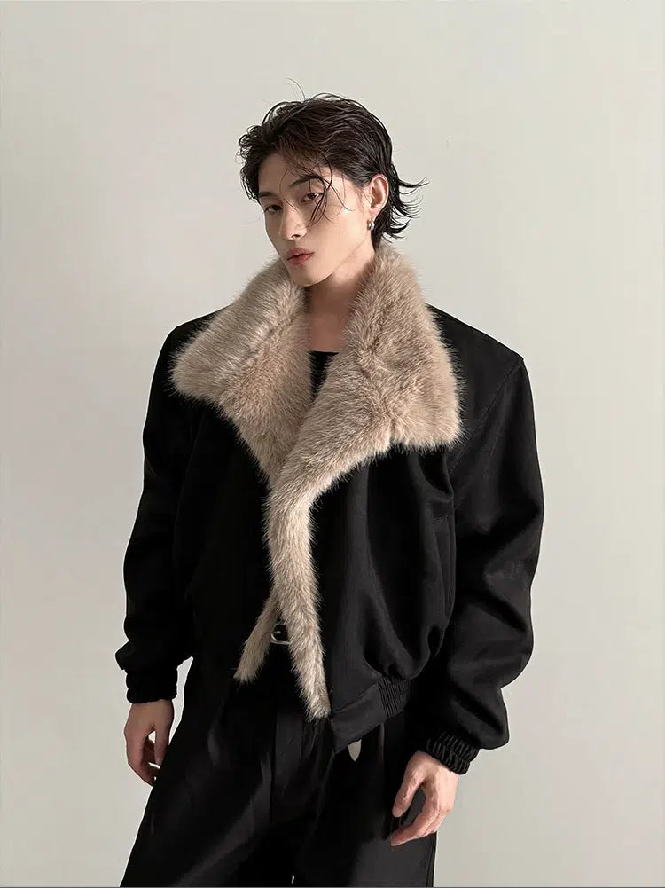 Faux Fur Collar Jacket