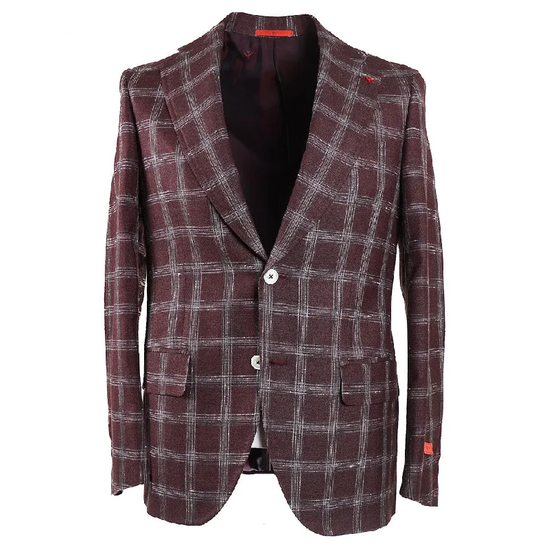 Isaia Burgundy Wool-Silk-Linen Sport Coat