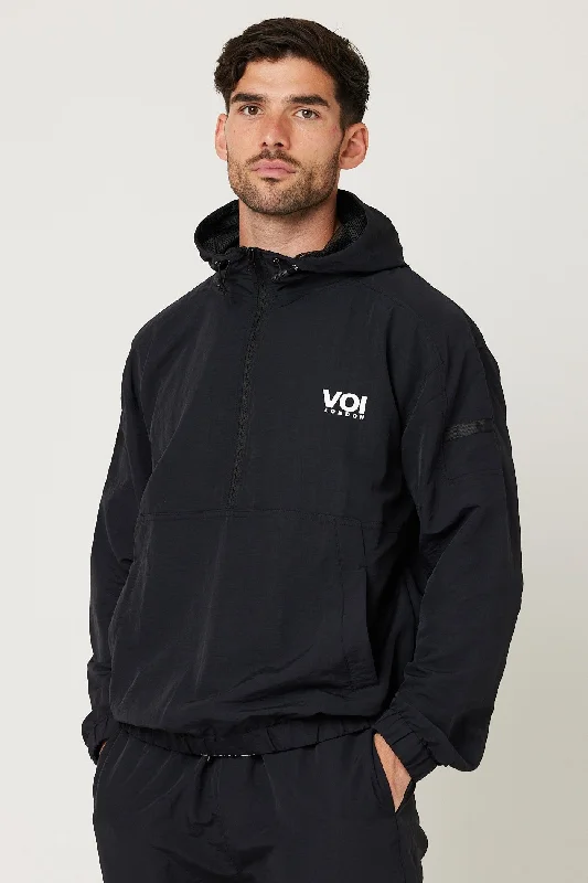 Norland Windbreaker Quarter Zip Jacket - Black