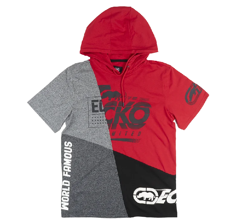 ECKO UNLTD S/S HOODIE SHIRT TRUE RED - E012K814