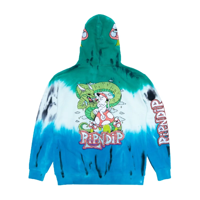 Sensai Embroidered Hoodie (Blue/Green Stripe Tie Dye)