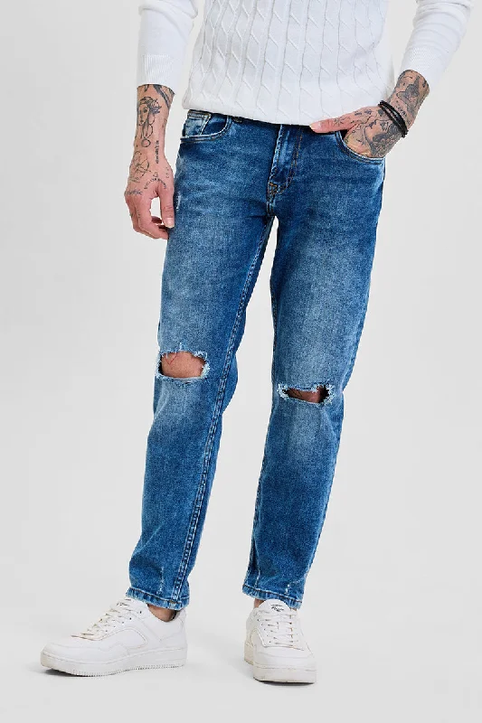 Blue Distressed Skinny Fit Jeans