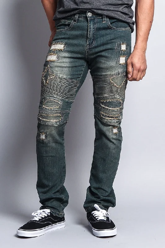 Destroyed Slim Fit Biker Jeans