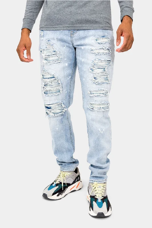 Distressed Paint Splattered Faded Jeans