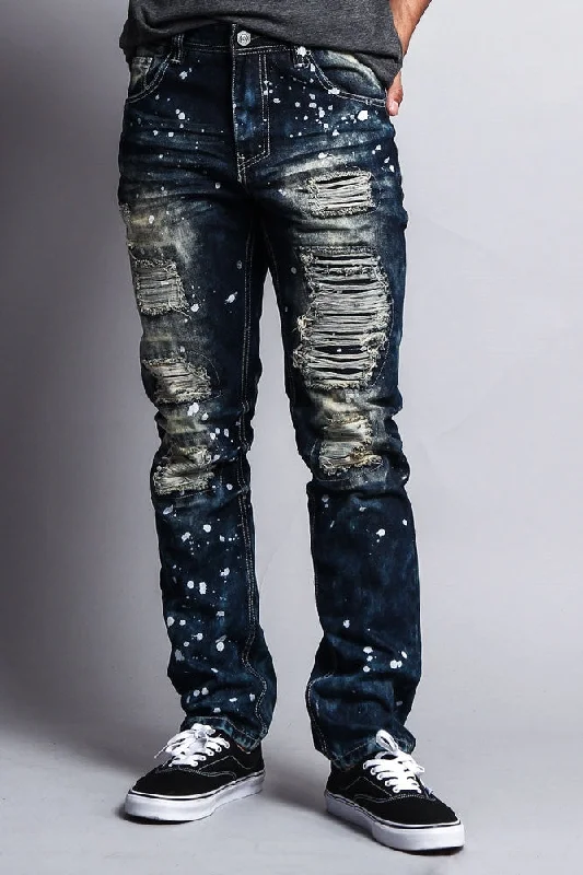 Distressed Paint Splattered Slim Jeans