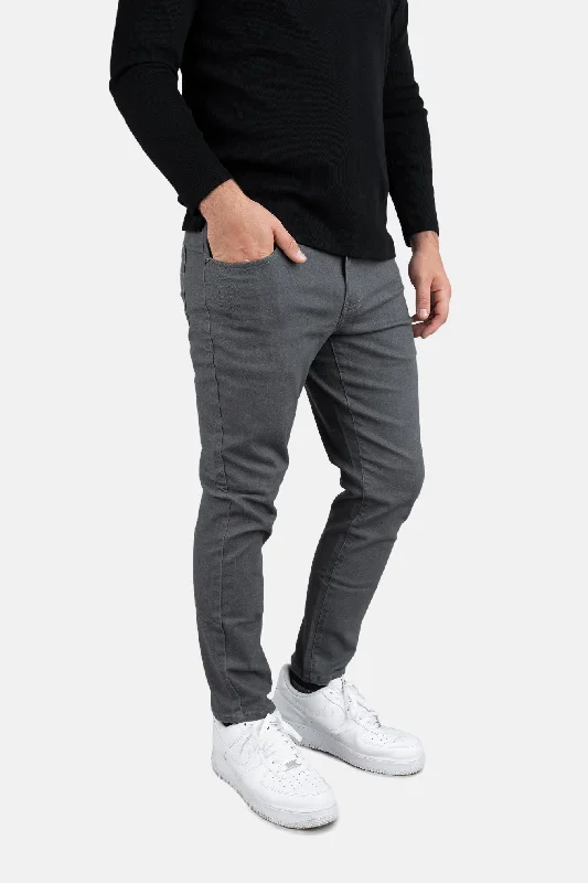 Garment Dyed Stretch Jeans Charcoal