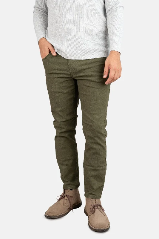 Garment Dyed Stretch Jeans Olive