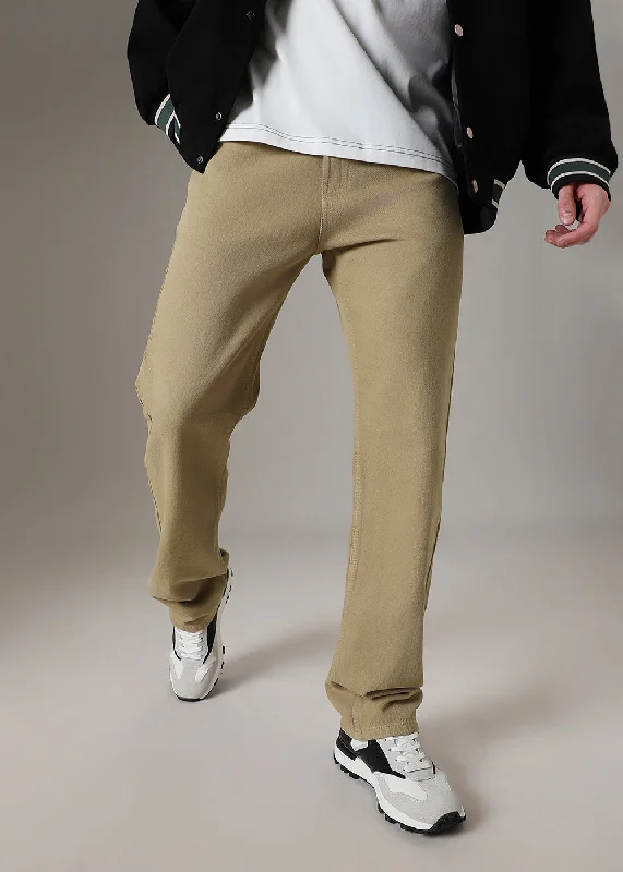 Khaki Straight Fit Denim