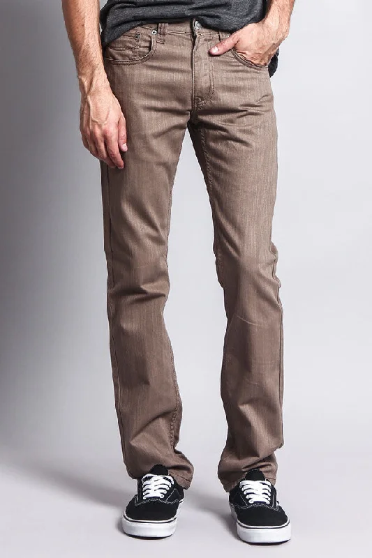 Men's Slim Fit Colored Denim Jeans (Taupe)