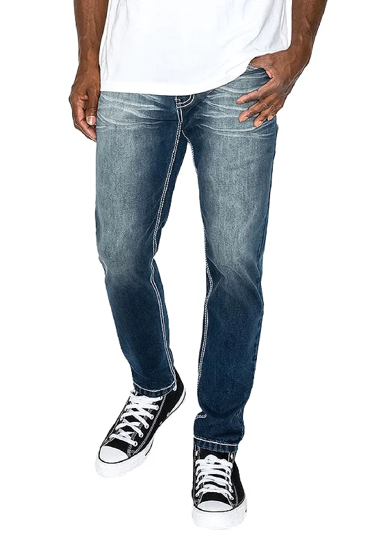 Men's Slim Fit Cross Denim Jeans