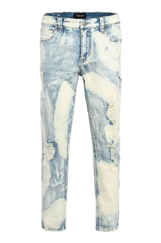 Men's Splatter Bleached Distressed Denim Jeans