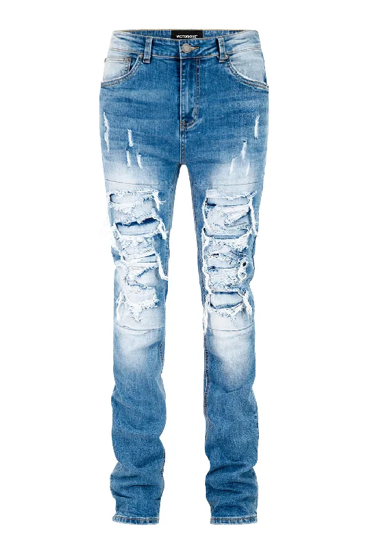 Men's Stacked Fit Distressed Denim Jeans