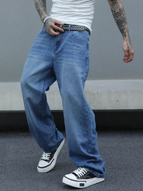 Retro Blue Wash Baggy Jeans