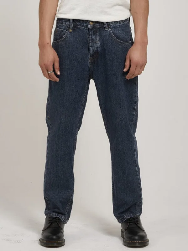 Straight Line Denim Jean - Worn In Blue