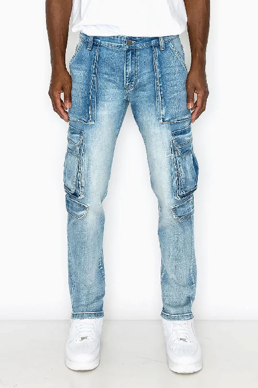 Utility Cargo Relaxed Slim Fit Denim Jeans