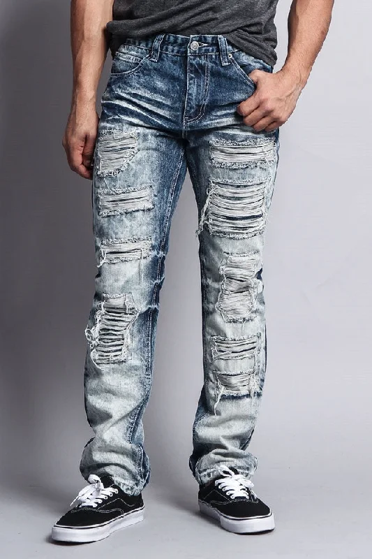 Washed and Distressed Slim Jeans