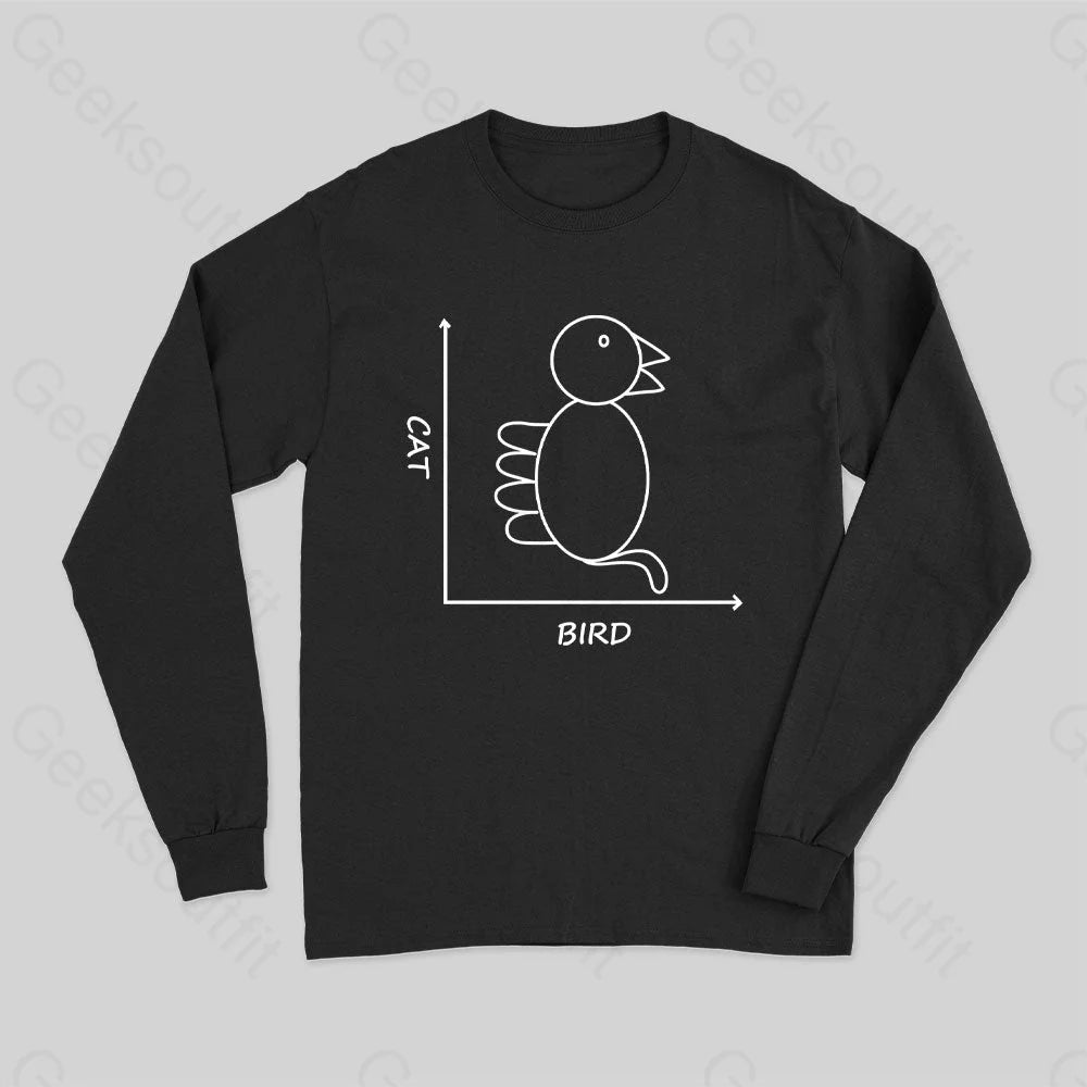 Cat Bird Graph Long Sleeve T-Shirt