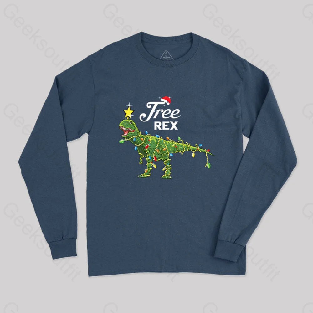 Dinosaur Christmas Tree Rex Geek Long Sleeve T-Shirt