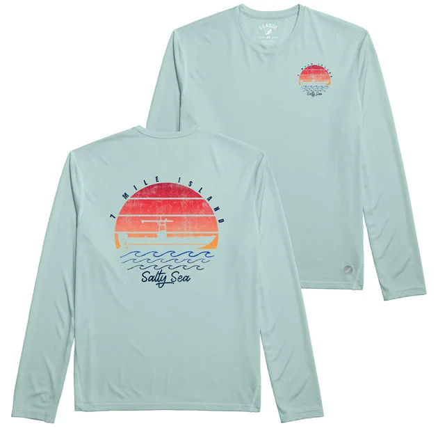 Men's Seven Mile Island Sundial Long Sleeve Crew - Surf Blue