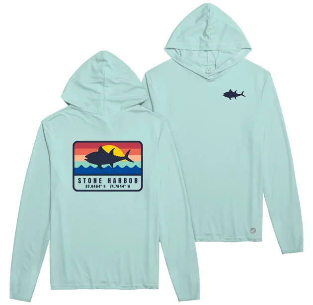 Men's Stone Harbor Long Sleeve Sundial Hoodie - Surf Blue Fish