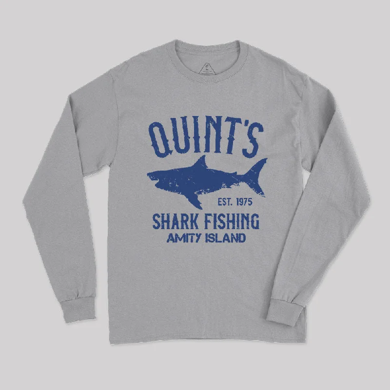 Quint's Shark Fishing Amity Island Nerd Long Sleeve T-Shirt