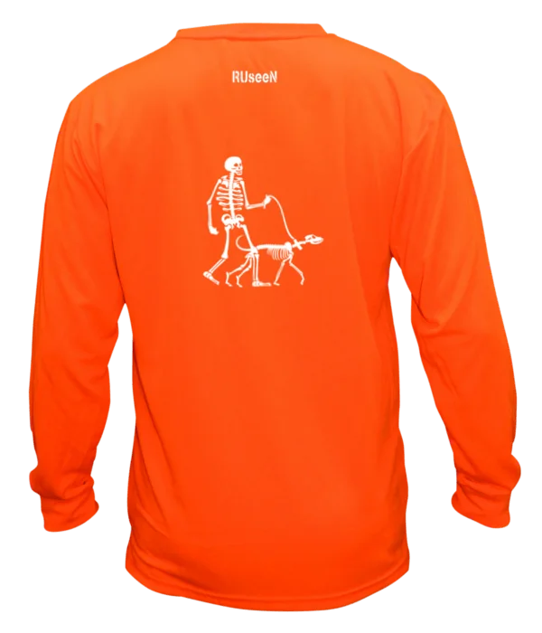 Unisex Reflective Long Sleeve - Male Skeleton Walking Skeleton Dog