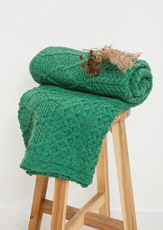 Aran Patchwork Blanket | Green