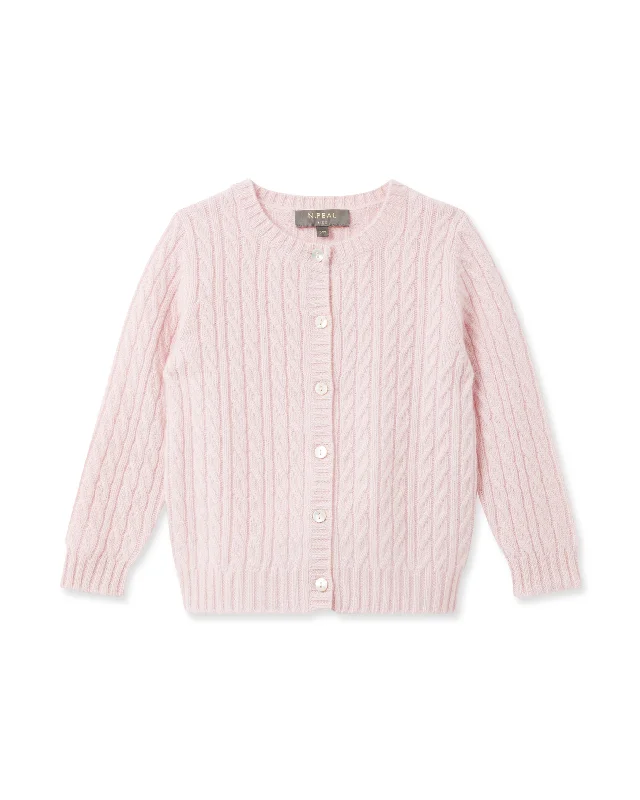 Cashmere Cable Cardigan Pale Pink