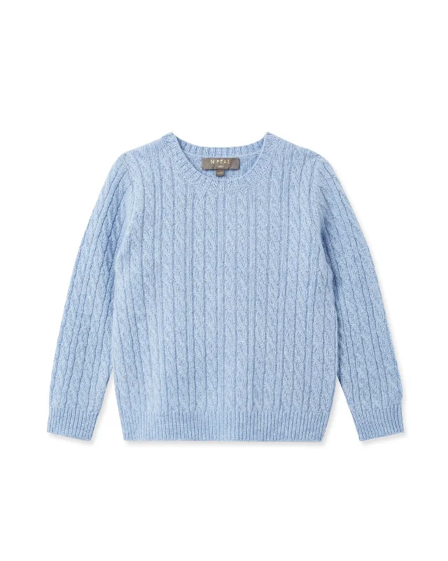 Cable Cashmere Sweater Cornflower Blue