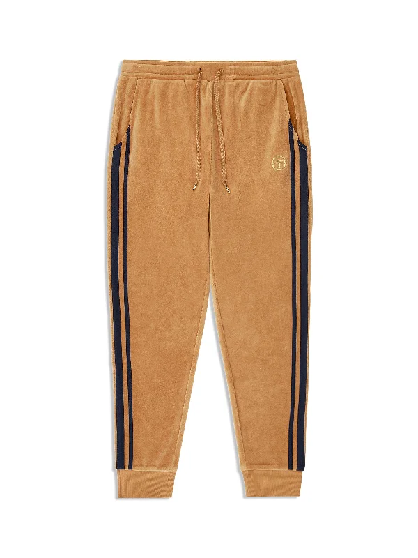 Damarindo Velour Track Pant- Almond/ Maritime Blue