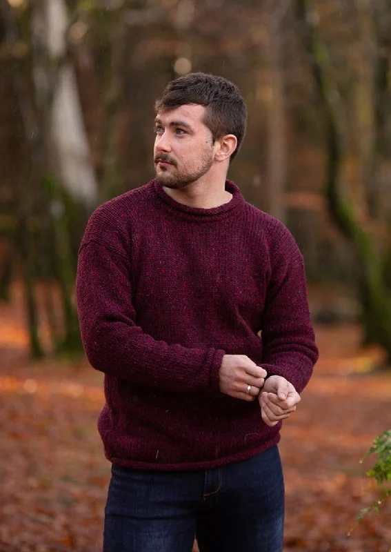 Donegal Roll Neck Sweater | Wine