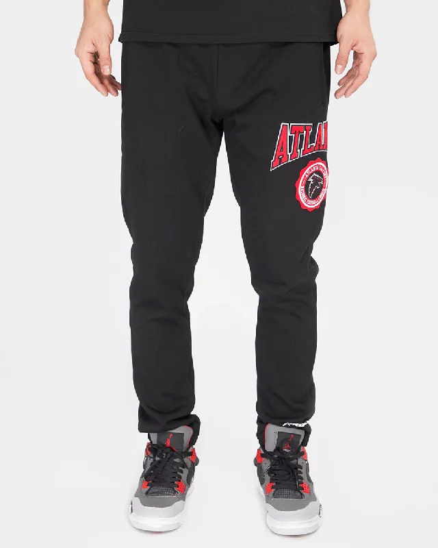 NFL ATLANTA FALCONS CREST EMBLEM MEN'S RIB SWEATPANT (BLACK/RED/BLACK)